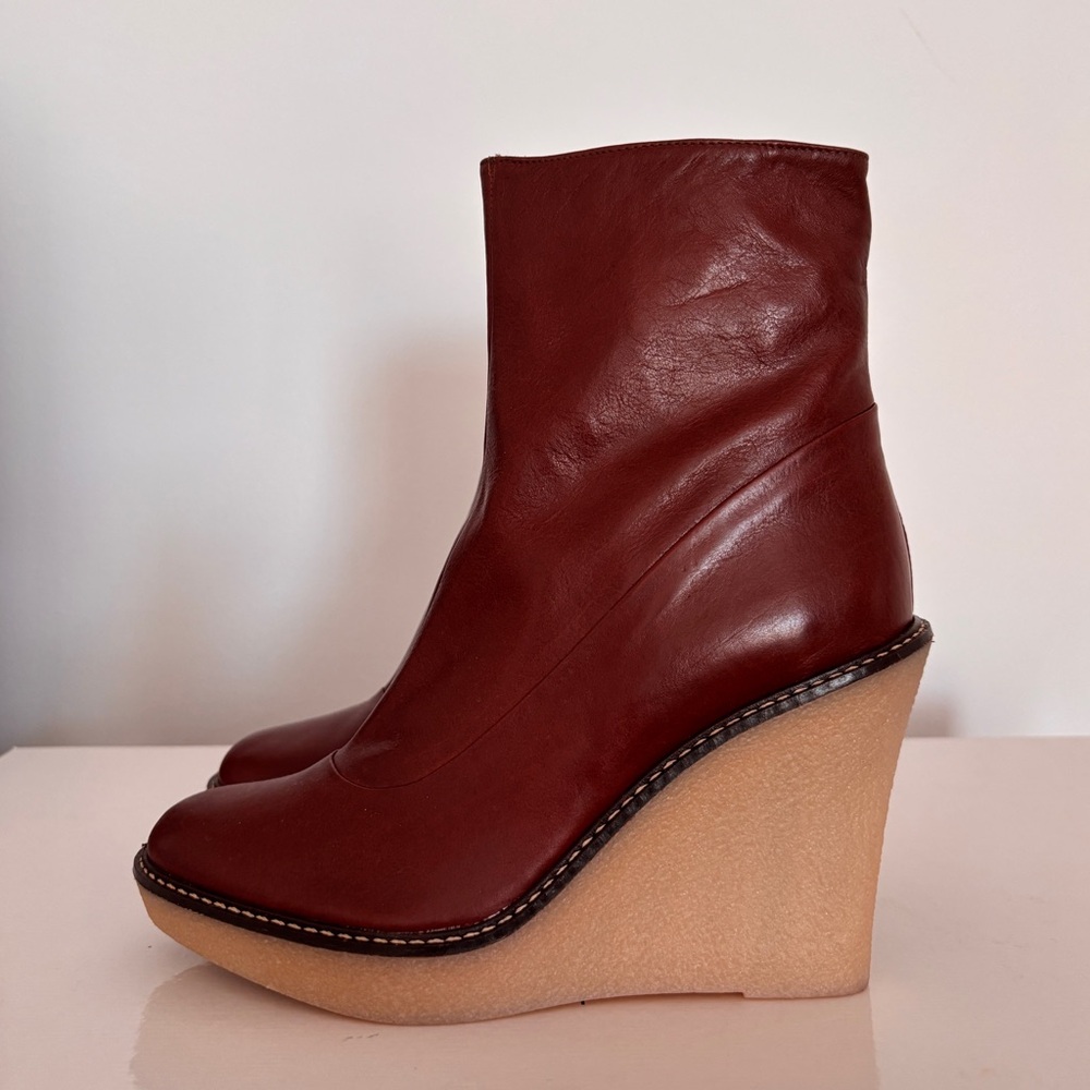 Juicy Couture Leather Wedge Ankle Boots